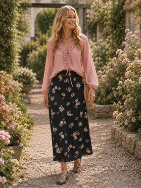 100% Silk Talbots 100% Silk Floral Maxi Skirt – Size 12